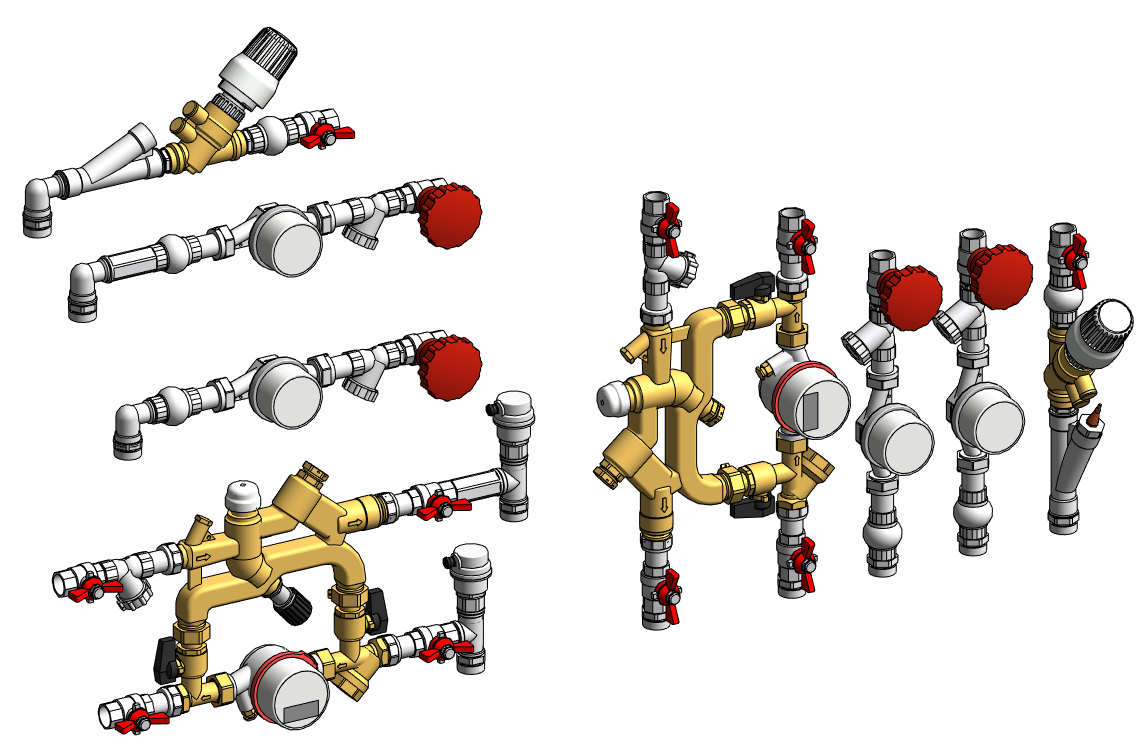 Пример семейств — квартирные станции для отопления и ХГВС
