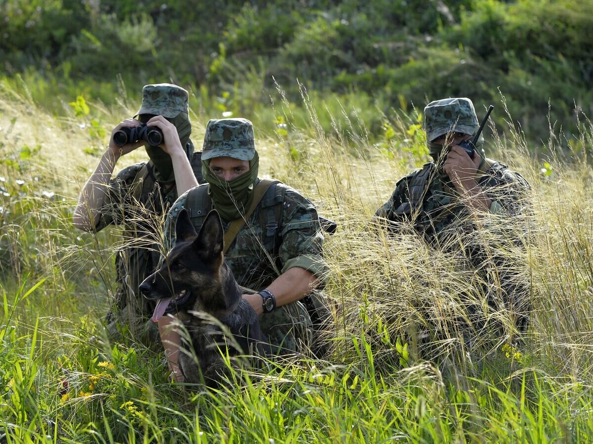    Военнослужащие пограничной службы ФСБ РФ по Челябинской области на дежурстве по охране российско-казахстанской границы© РИА Новости / Александр Кондратюк