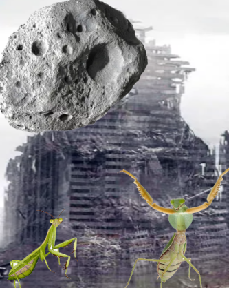 Разрушенный Небоскрёб "Богомол - Халифа", первые минуты после падения метеорита. Фото в цвете.