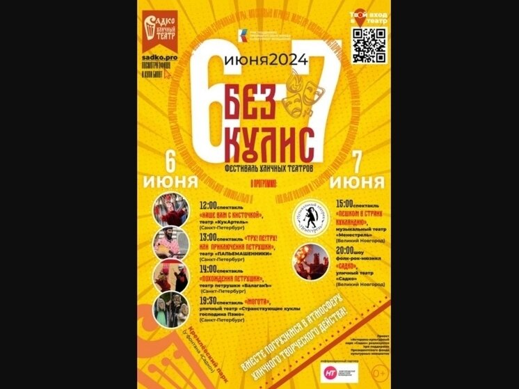     Фестиваль уличных театров «Без кулис» в Великом Новгороде. ФОТО: minkult.novreg.ru