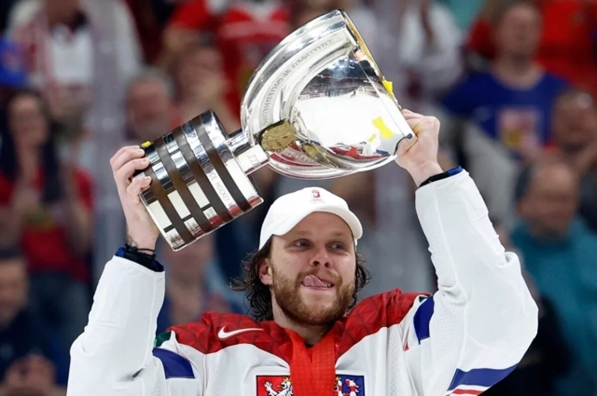    Чехи празднуют победу на Чемпионате мира по хоккею