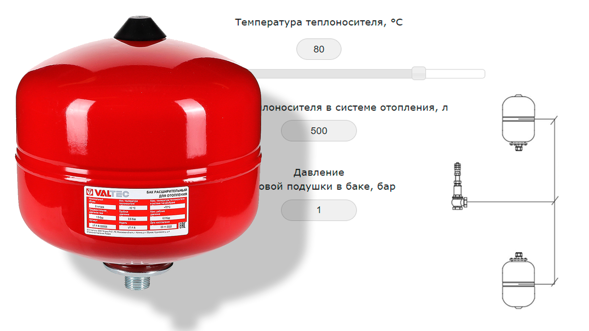 Онлайн-калькулятор для подбора расширительного бака системы отопления |  VALTEC - сантех поддержка | Дзен