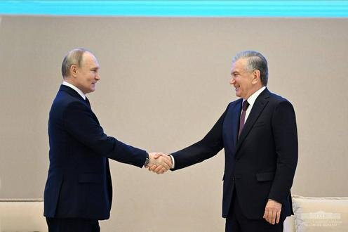 Владимир Путин и Шавкат Мирзиёев. Фото пресс-службы президента Узбекистана