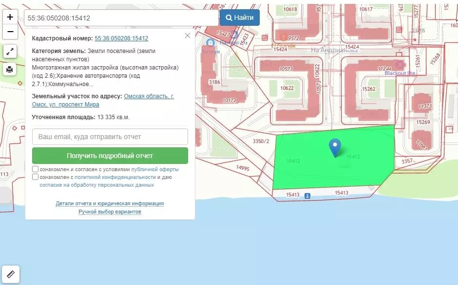     Источник: Публичная кадастровая карта Омской области