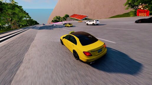 Cars on a Crazy road - a slope with obstacles #BeamNG Drive