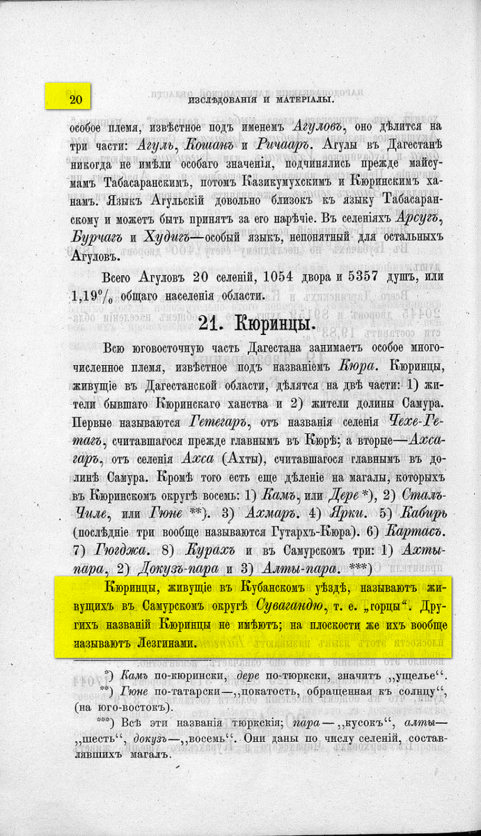 На фото: Комаров А.В. Народонаселение Дагестанской области [с этнографической картой]. С. 23–24 [266–267] // Записки Кавказского отдела Императорского русского географического общества. Книга 8. Тифлис, 1873. C. 20–21. [Электронный ресурс] Режим доступа: https://elib.rgo.ru/handle/123456789/213710, свободный. — Загл. с экрана (дата обращения: 28.05.2024). — Яз. рус.