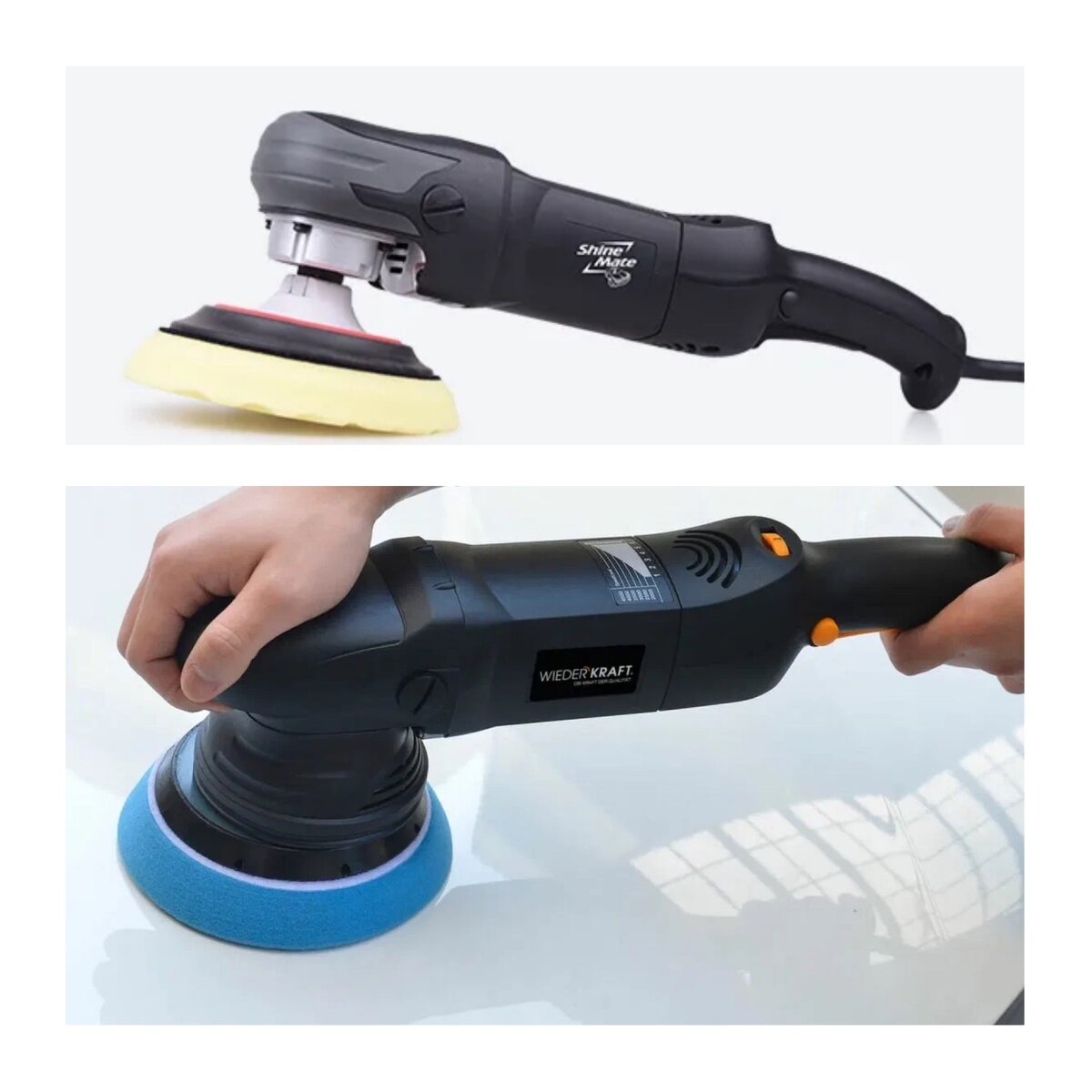 В первом случае роторная полир.машинка            Во втором случае эксцентриковая полир.машинка