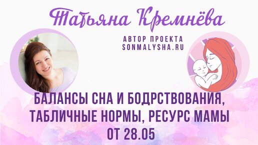 БАЛАНСЫ СНА И БОДРСТВОВАНИЯ, ТАБЛИЧНЫЕ НОРМЫ, РЕСУРС МАМЫ