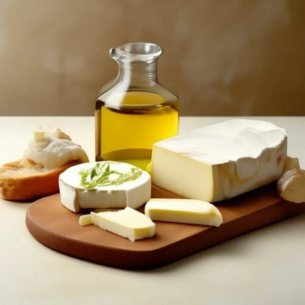 Сыр, багет, масло, чеснок.