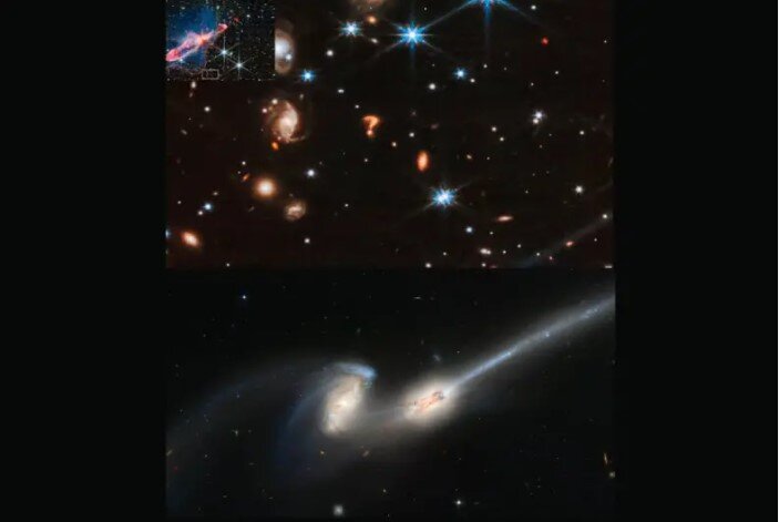 Учёные с помощью десятков радиотелескопов изучили это на примере звёздного питомника MC 27, где в 450 световых годах от Земли активно образуются звезды. Занятный факт: эти газопыле-вые шлейфы простираются аж на 150 миллионов километров — практически расстояние между Солнцем и Землёй.