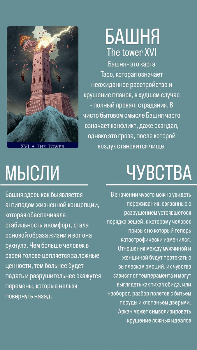 Аркан Башня в картах Таро и его значение | Волшебное Таро | Дзен