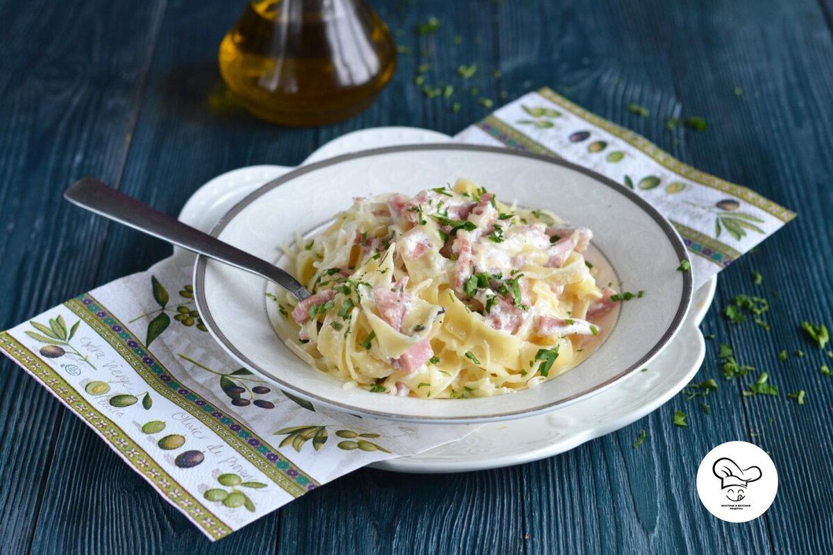 Паста с ветчиной и сыром когда лень взяла над тобой вверх!
