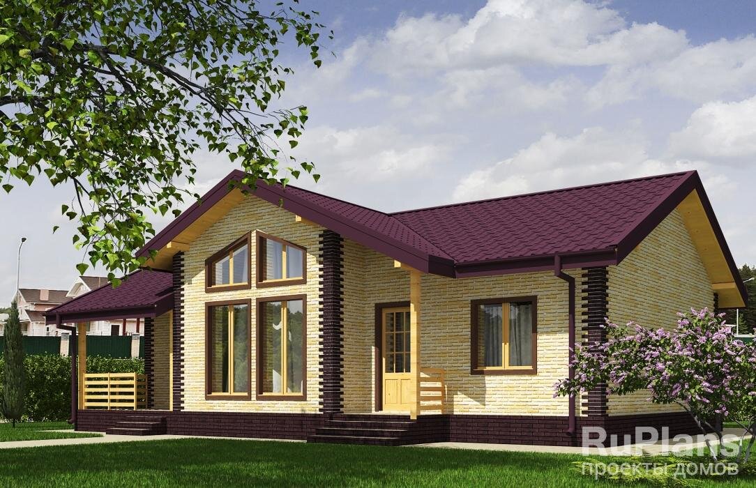 Характеристики проекта Общая площадь  96,6 кв.м
Жилая площадь  59,4 кв.м
Размеры дома  14,7 x 10 м
Высота здания  6,2 м
Количество комнат  4
Количество спален  3
Отделка  облицовочный кирпич
Материал стен  пеноблок / газобетон
Фундамент  монолитная плита
Перекрытия  балки