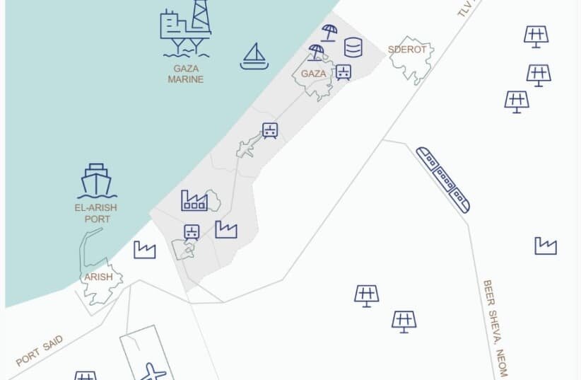    План зоны свободной торговли сектора Газа и связь с NEOM по железнодорожной линии / © jpost