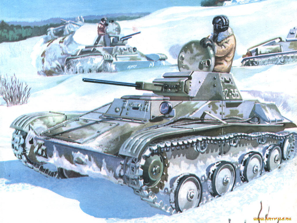 легкий танк Т-60 на поле боя