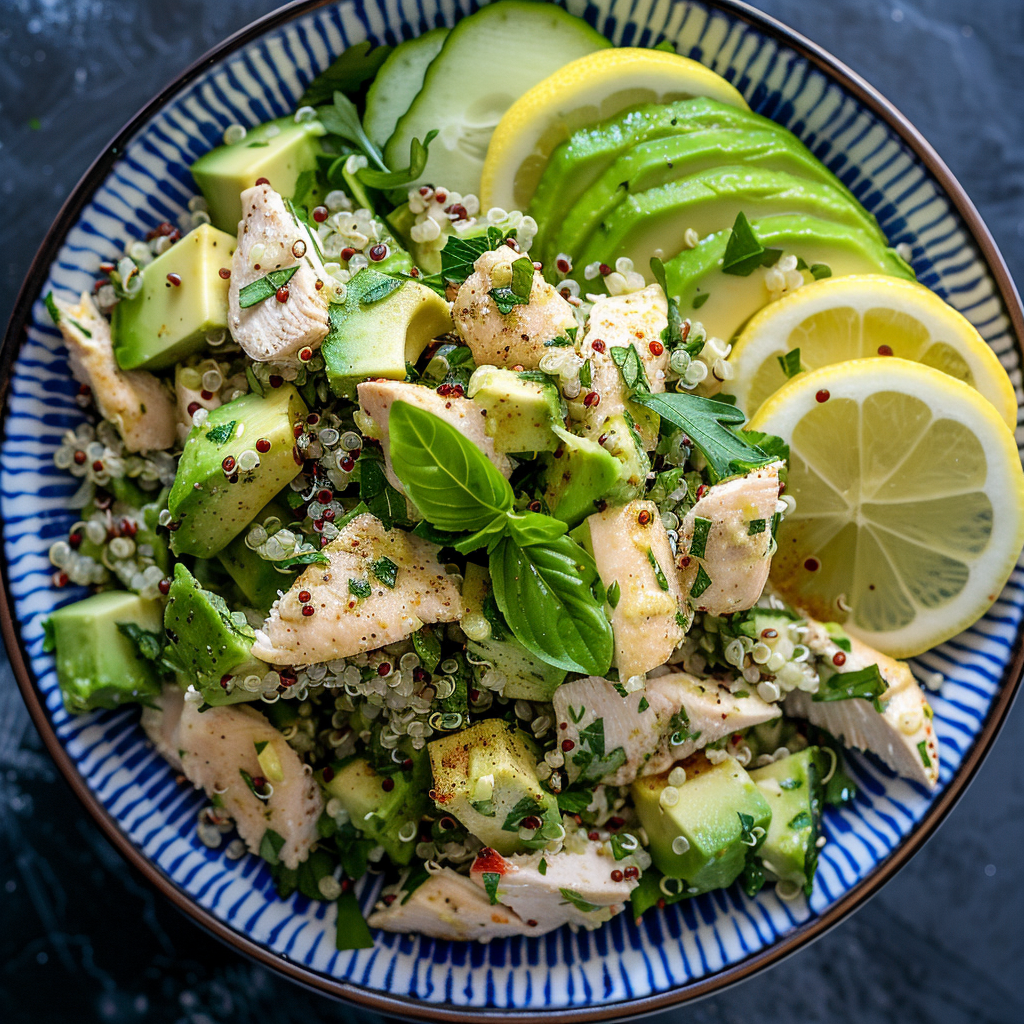 Куриный салат с авокадо и киноа