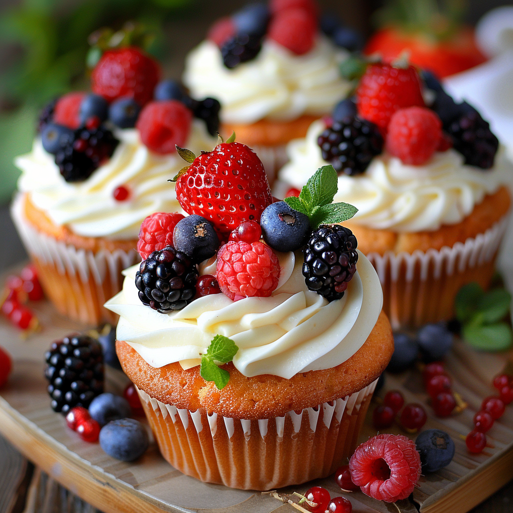 Йогуртовые капкейки с ягодами