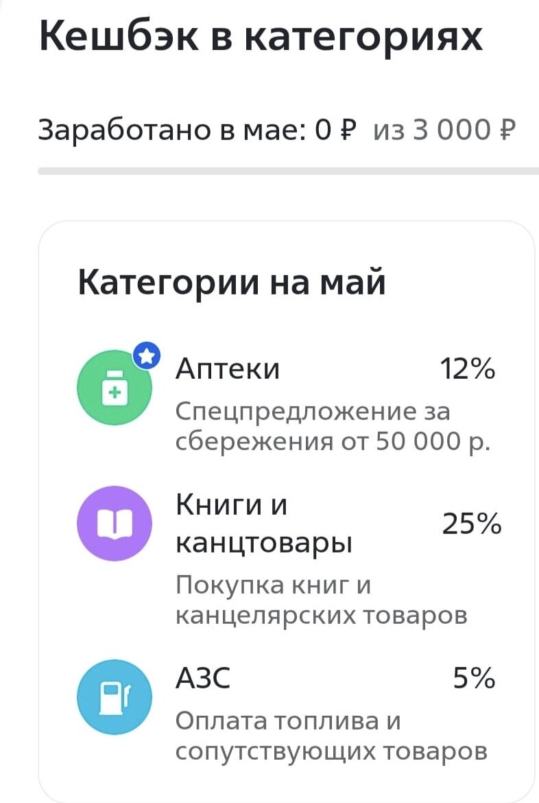 Выбрала, но оказалась здоровой, аптеки не пригодились, у мужа на АЗС - 7%, так что я в пролёте, Супермаркеты тоже у него. 