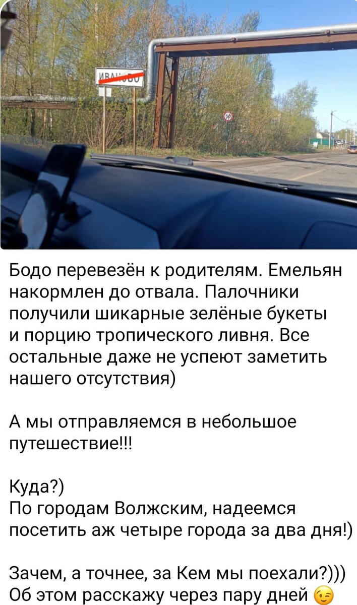 Сообщение в телеграм-канале в день отъезда