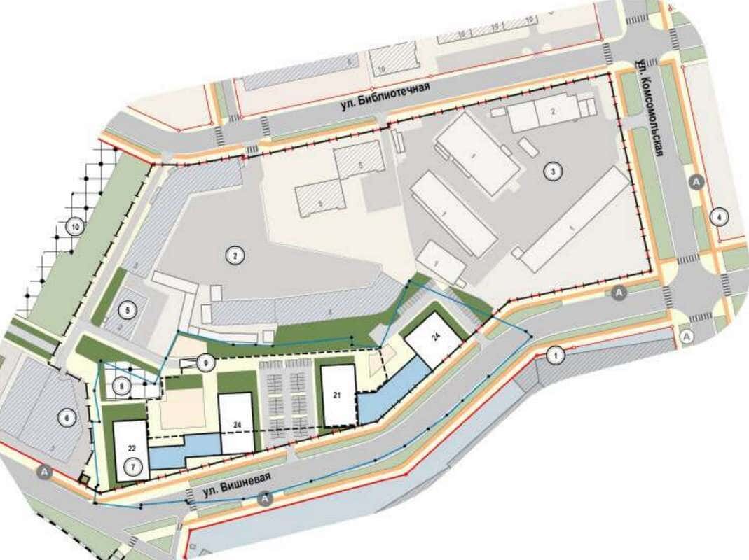 Проект ЖК в границах Библиотечной – Комсомольской – Вишневой в Екатеринбурге