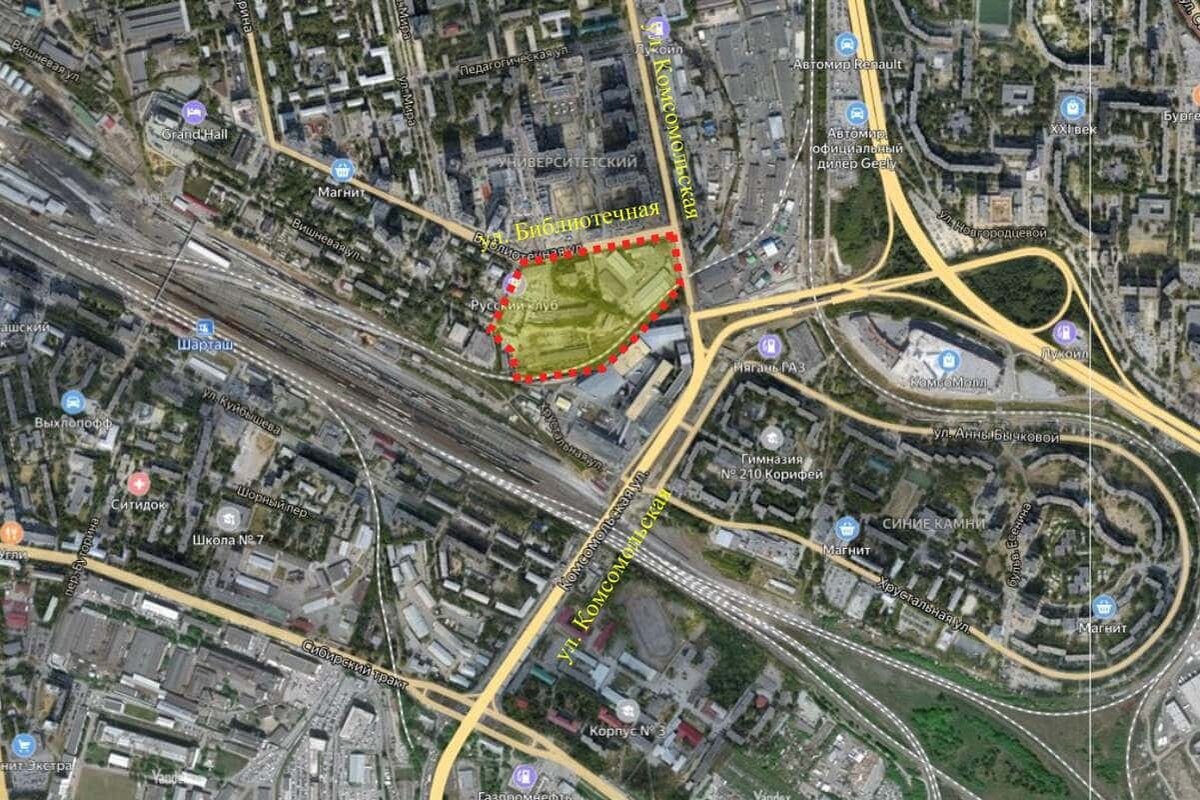 Проект ЖК в границах Библиотечной – Комсомольской – Вишневой в Екатеринбурге