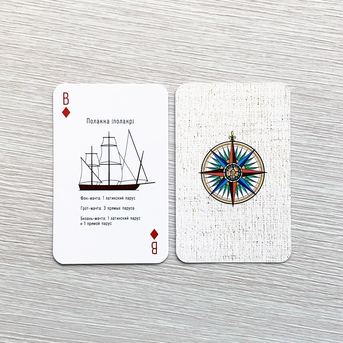 Игральные карты Колесова. Парусники. Типы парусного вооружения