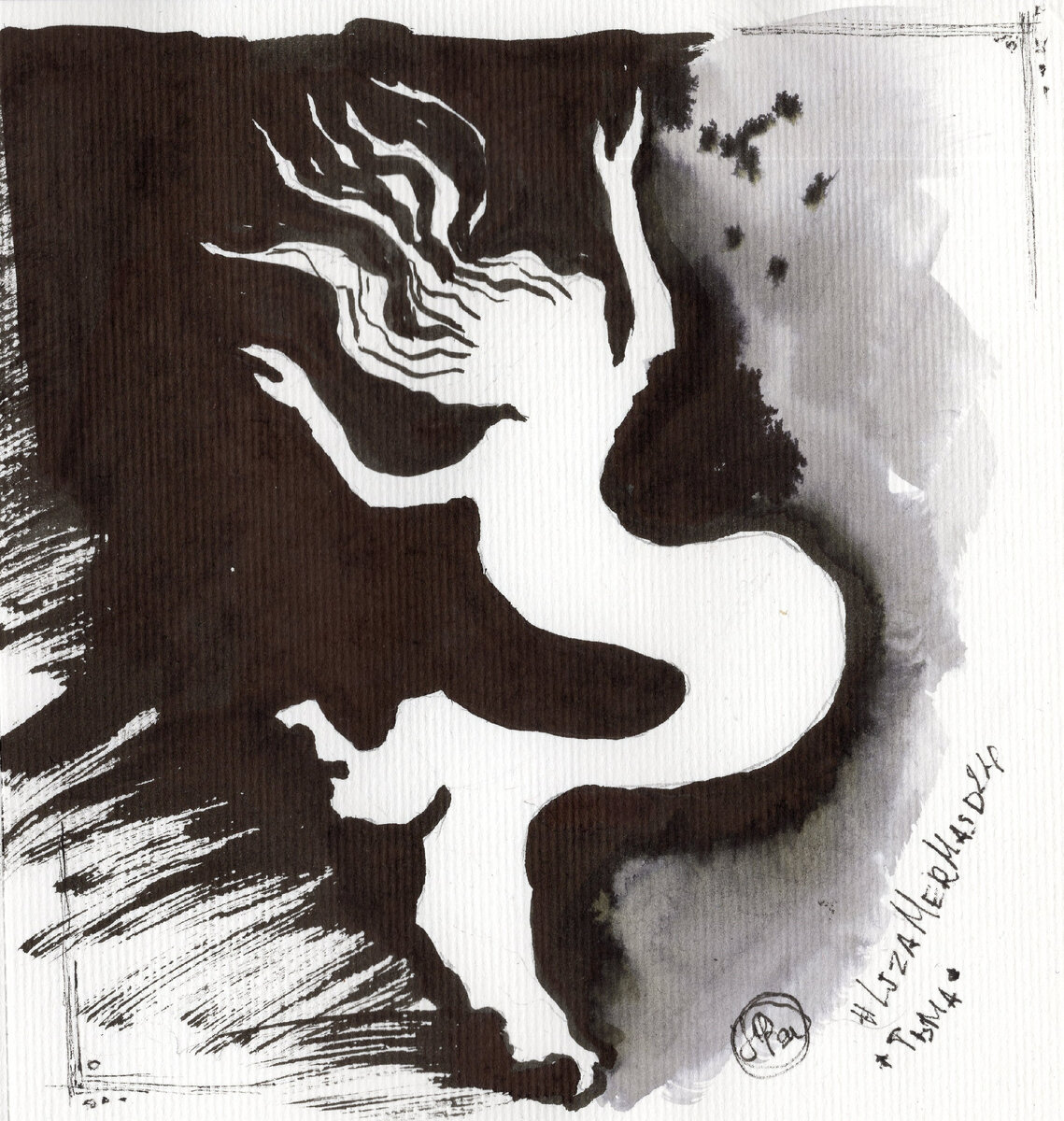 Кстати, те капли вверху - это с пера упали, но я оставила, потому что вот так тушь решила.)