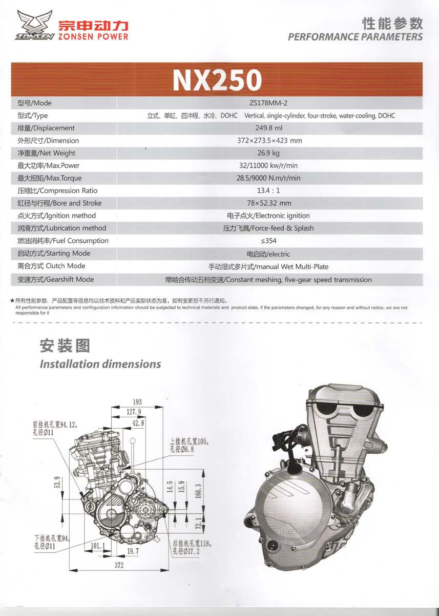 Двигатель ZONGSHEN NX250