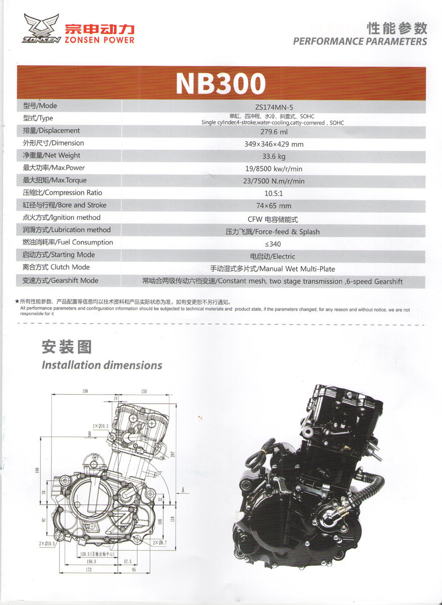Двигатель ZONGSHEN NB300