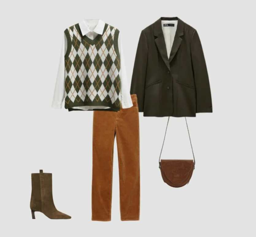 Элементы осеннего образа в стиле преппи. Пример. Источник изображения -- Яндекс. Картинки.