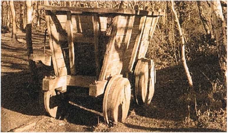 Картинка из свободных источников. Шахтная вагонетка английской деревянной рельсовой дороги начала XVIII в.