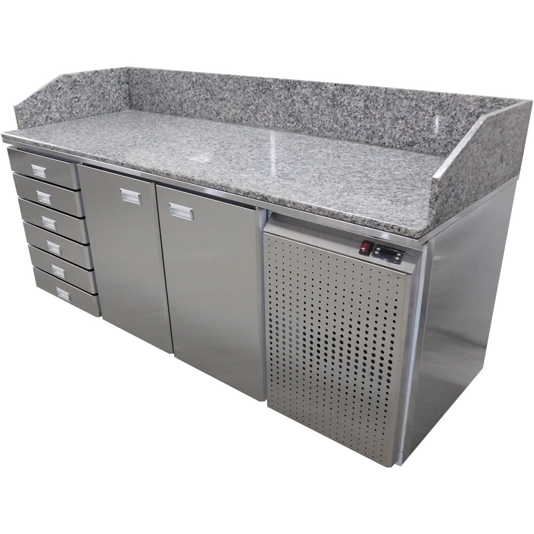 Стол холодильный для пиццы камень под витрину 6 ящиков+2 двери СХПцКВ-6Я+2Д-191/70