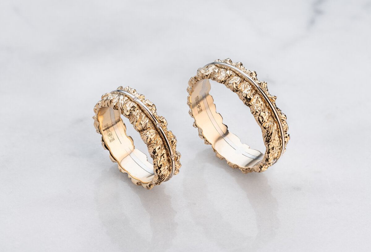 Обручальные парные кольца из желтого золота 931920 и 931920Б