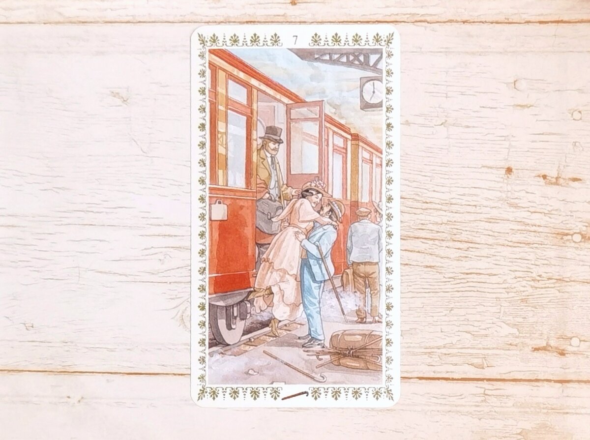 Аркан "7 Жезлов". "Романтическое Таро".
