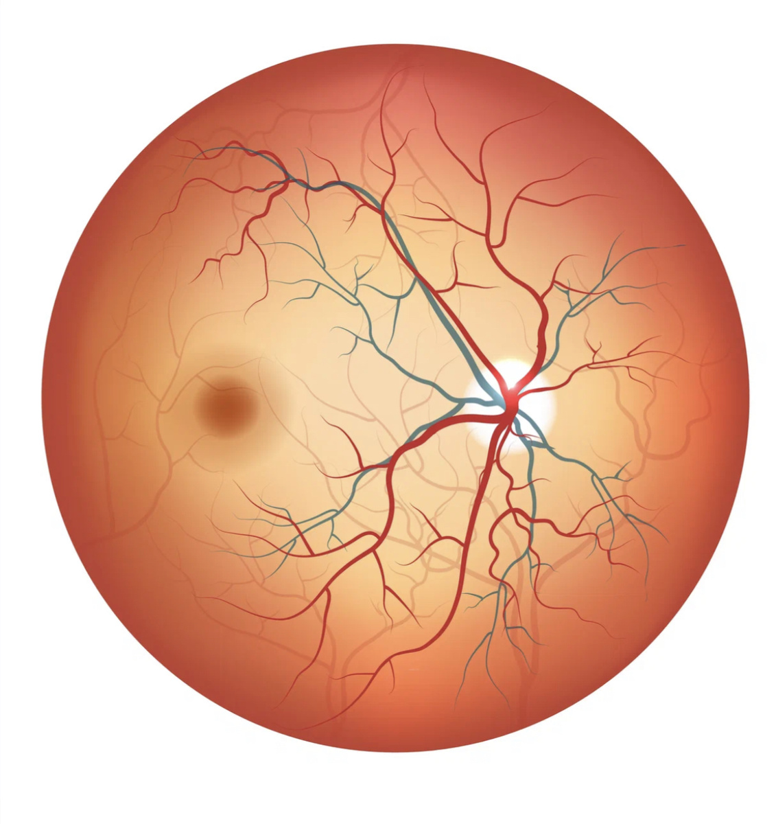 Сетчатка здорового глаза, такую картину видит офтальмолог при осмотре.
