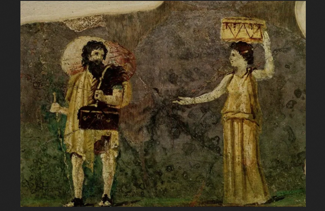 Римская фреска из виллы Фарнезина с изображением Гиппархии Маронейской и Кратета Фиванского