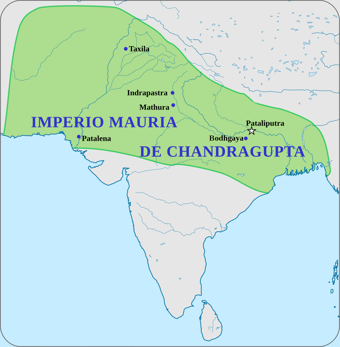 Империя Маурьев при Чандрагупте (изображение взято из открытых источников)
