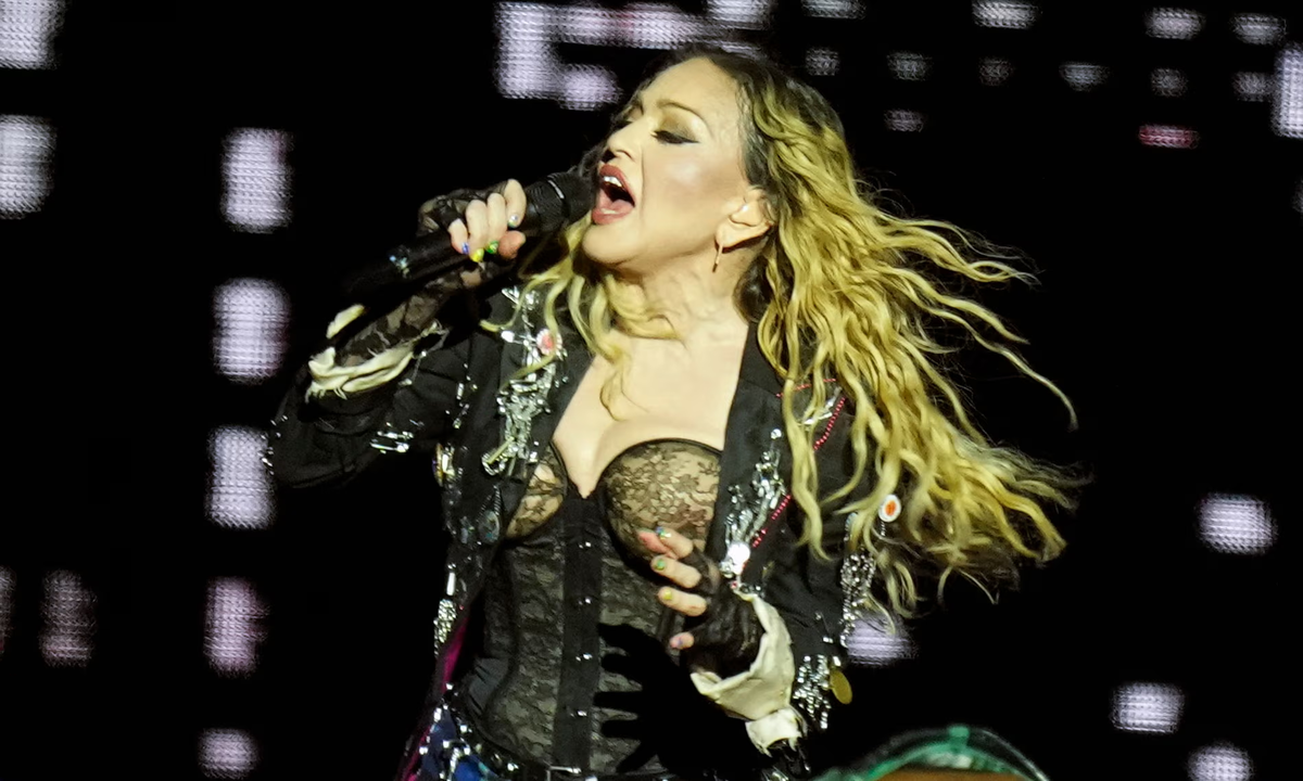 Мадонна выступает с заключительным шоу в рамках своего тура Celebration на пляже Копакабана в Рио-де-Жанейро. Фотография: Silvia Izquierdo/AP