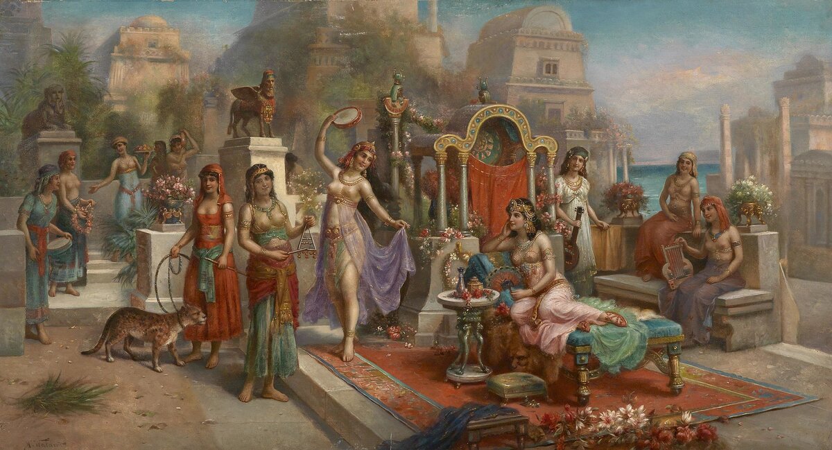 Висячие сады Семирамиды, картина австрийского художника Х. Вальдека, ок. 1900.