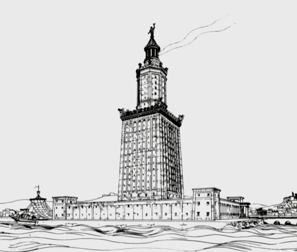 Александрийский маяк, рисунок археолога Г. Тирша (1909).