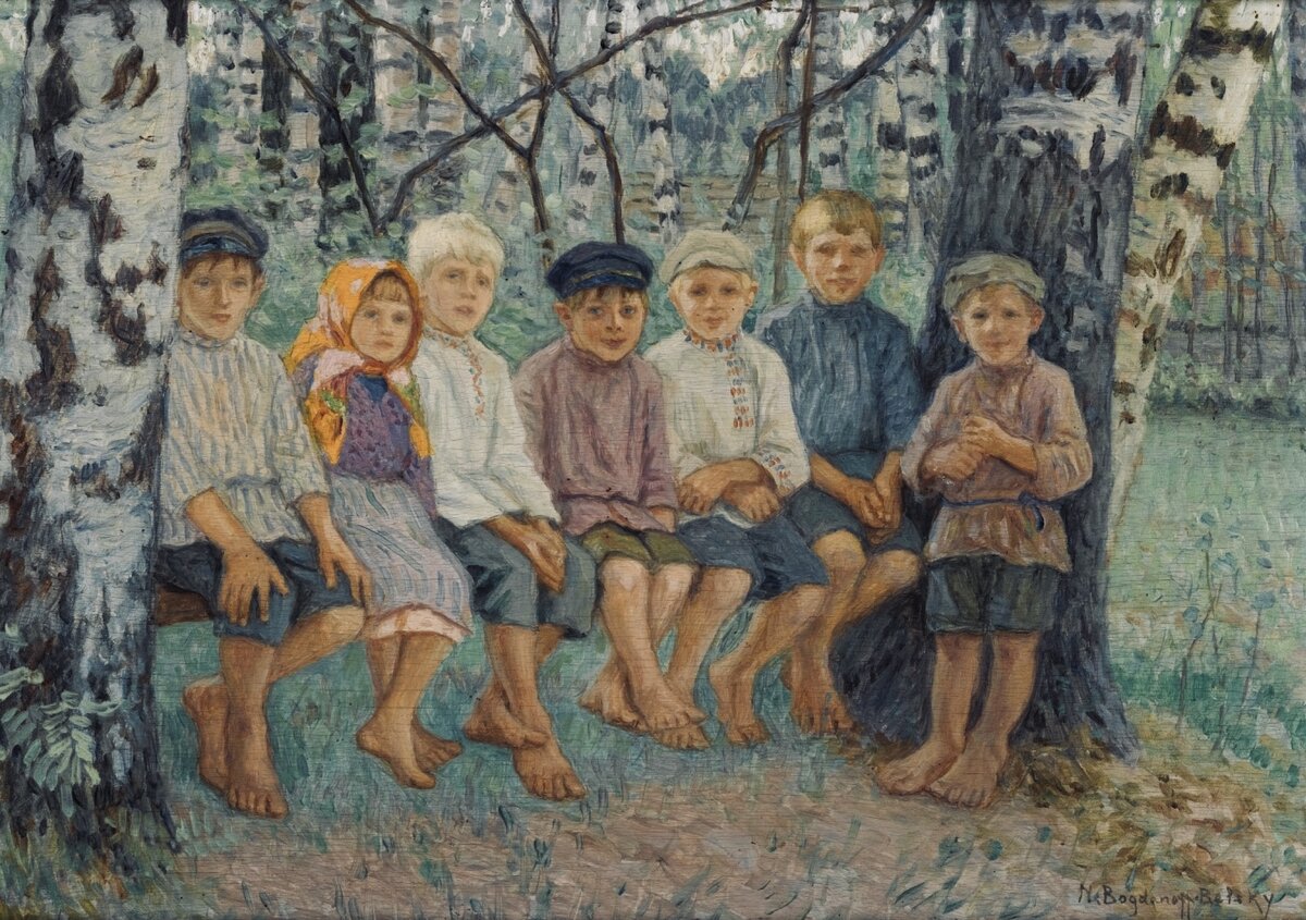 Николай Богданов-Бельский «Дети на скамейке» (ок. 1900)