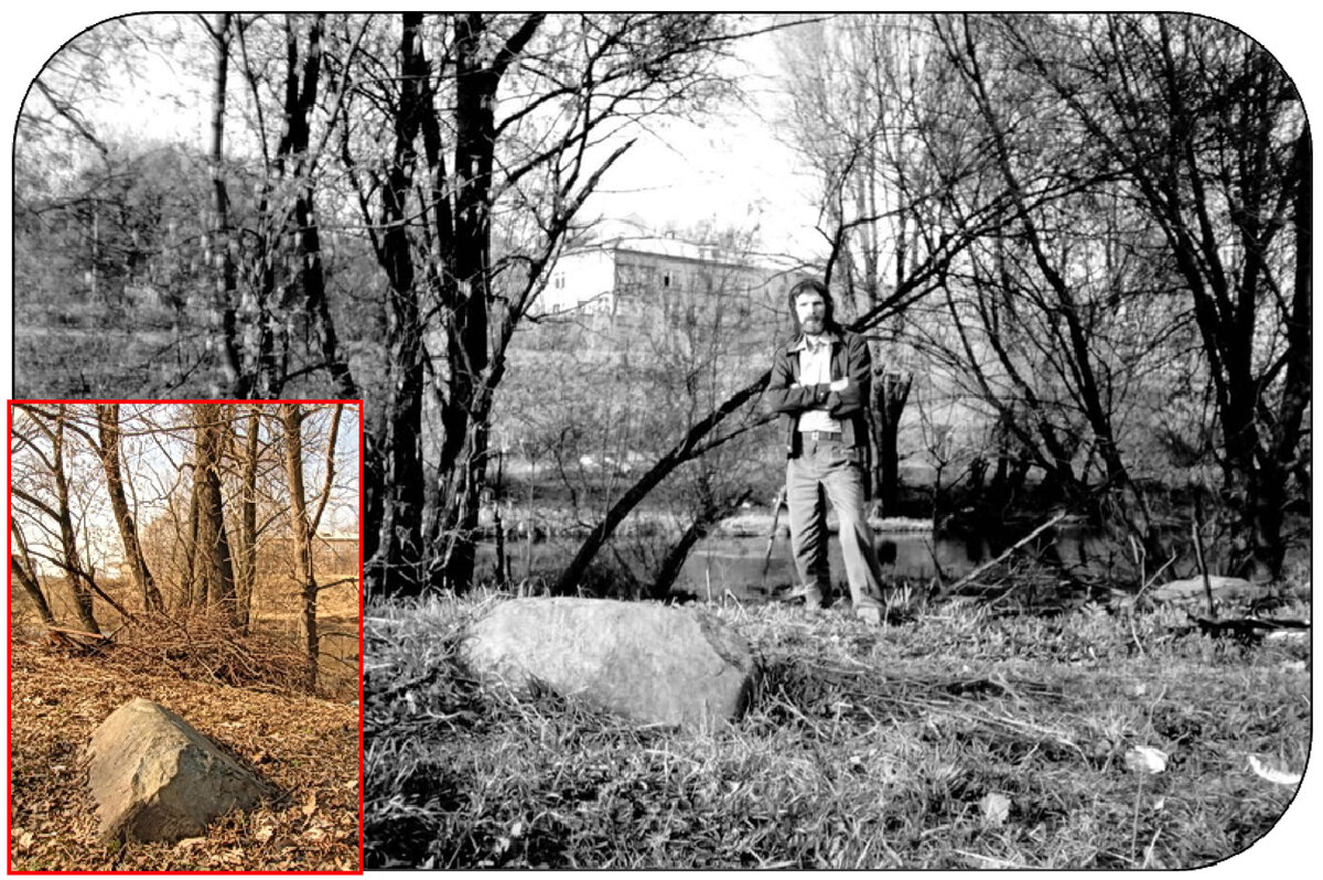 В. Ситнов на предполагаемом месте погребения Курина. Начало 2000-х годов