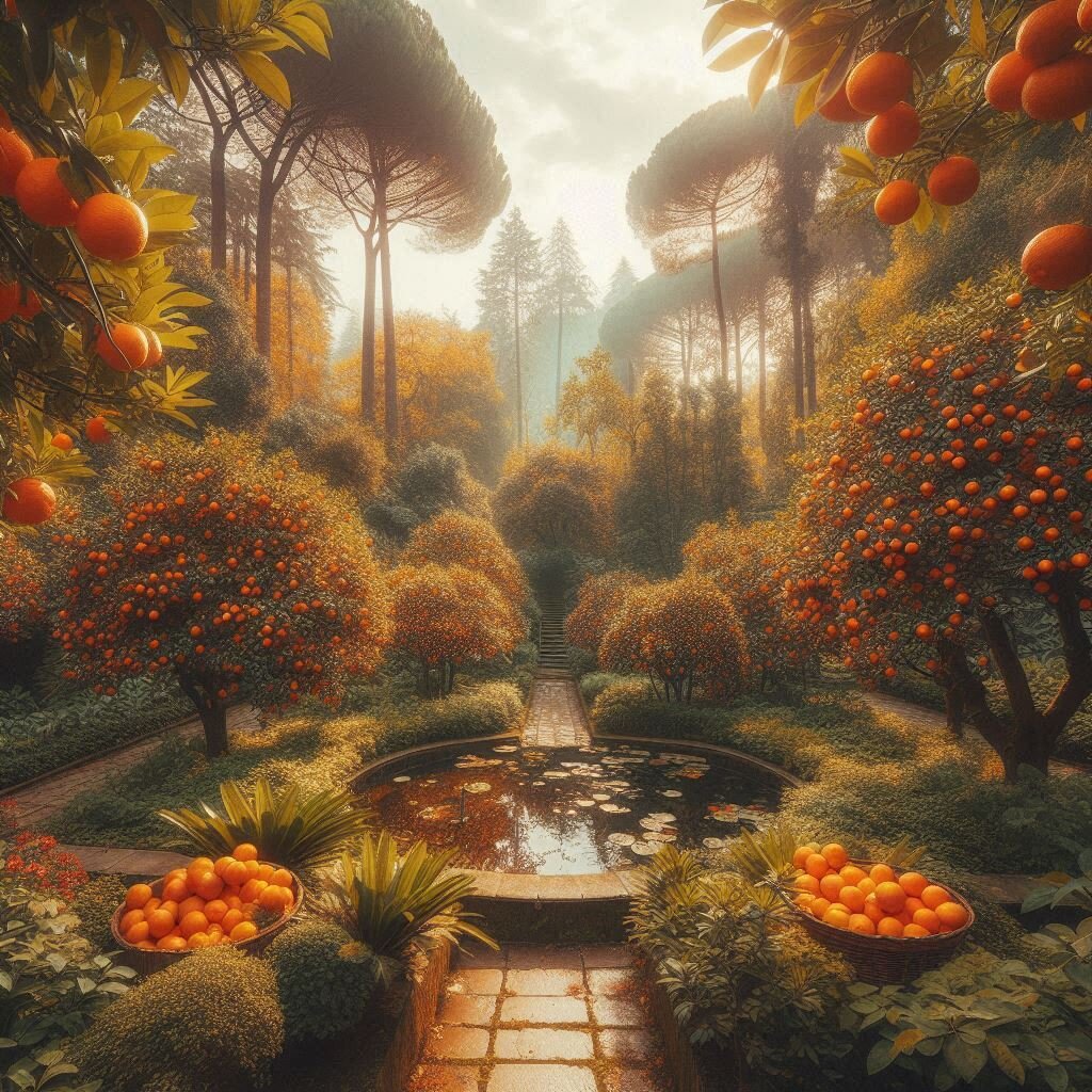 Мандариновые и апкльсиновые деревья. Copilot 