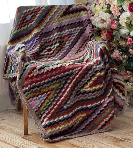 Плед крючком Восточный ковер