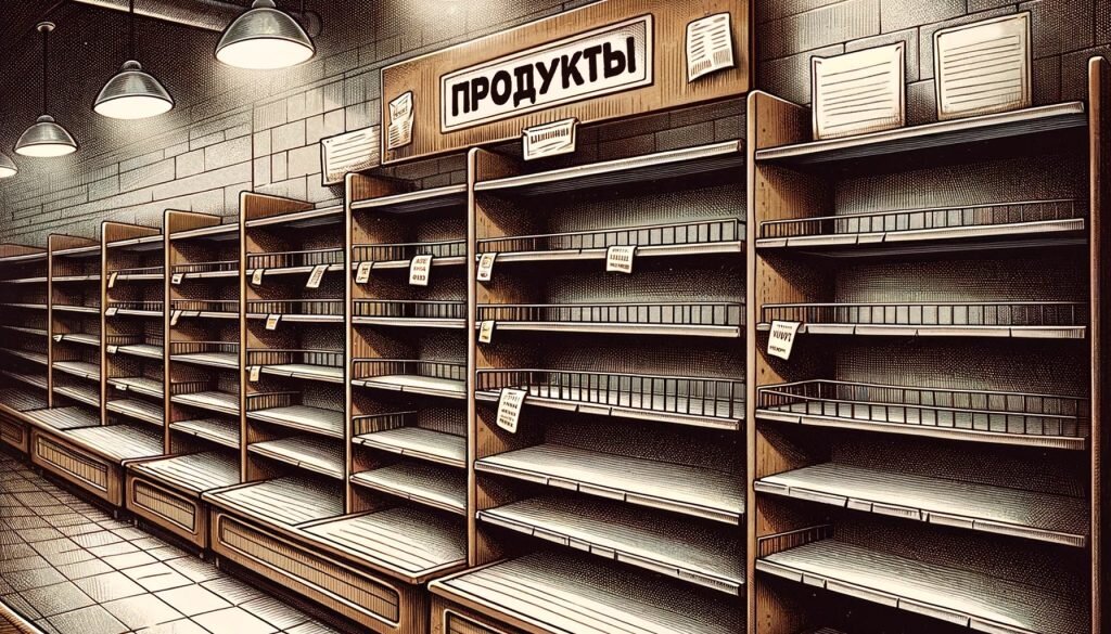 Пустые полки. Авторские права на иллюстрацию принадлежат медиагруппе "Хакнем" и защищены товарным знаком ®️