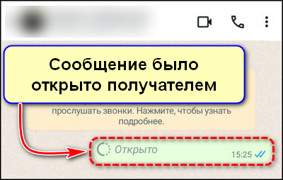 Уведомление о том, что сообщение было получено и открыто в Ватсапе