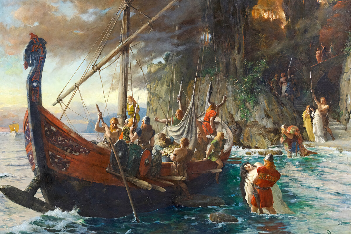 Фрагмент картины «Набег викингов», Фердинанд Лике, 1906 год.