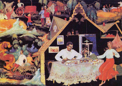 М. И. Шемаров "Об Иване Голикове" Палех Ларчик Фрагмент 1969