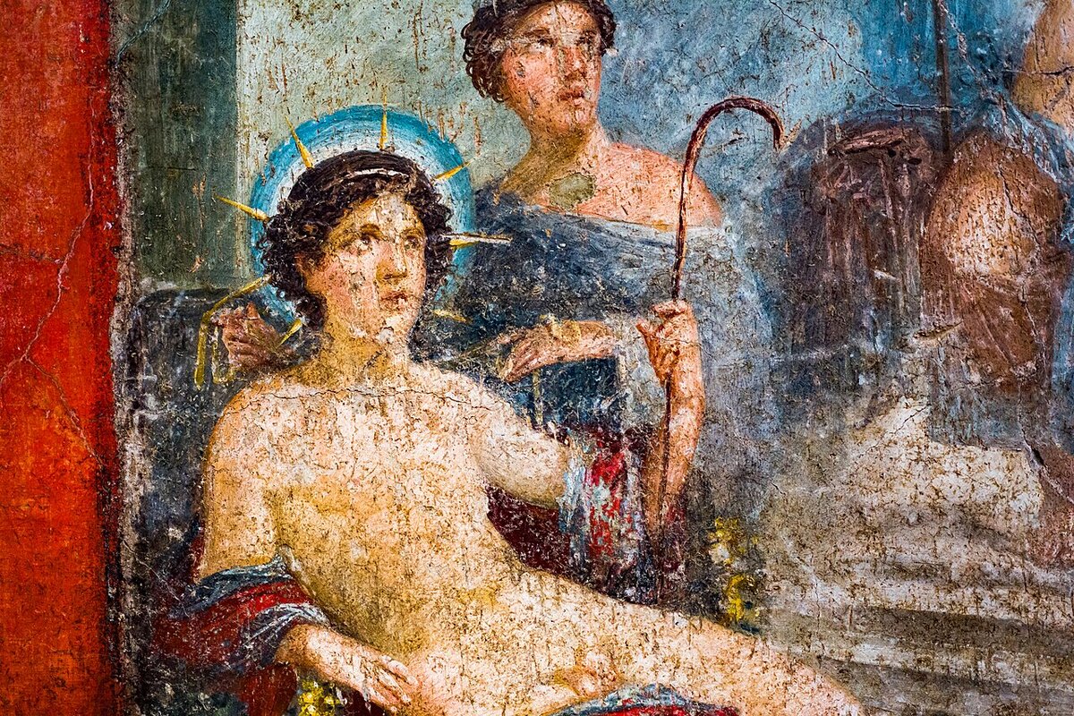 Гелиос на античной фреске из Помпеи.