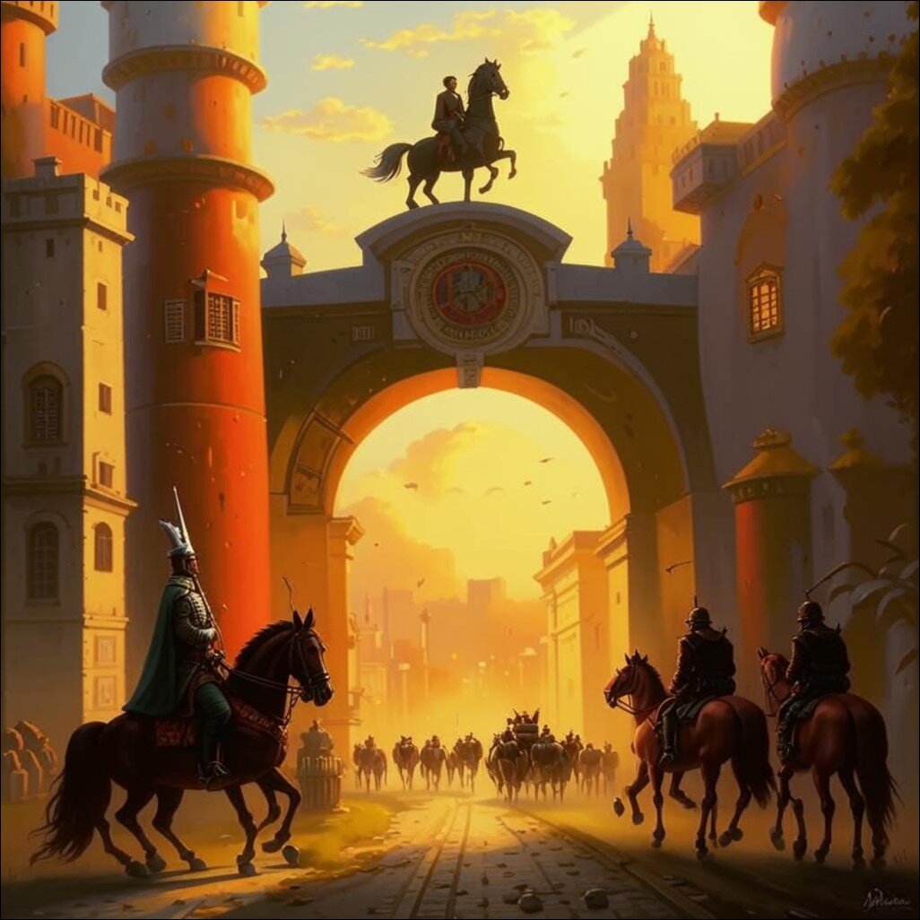 Войско входит в город.